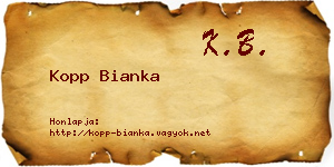 Kopp Bianka névjegykártya